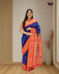 Copper Mor Butti Semi Silk Paithani