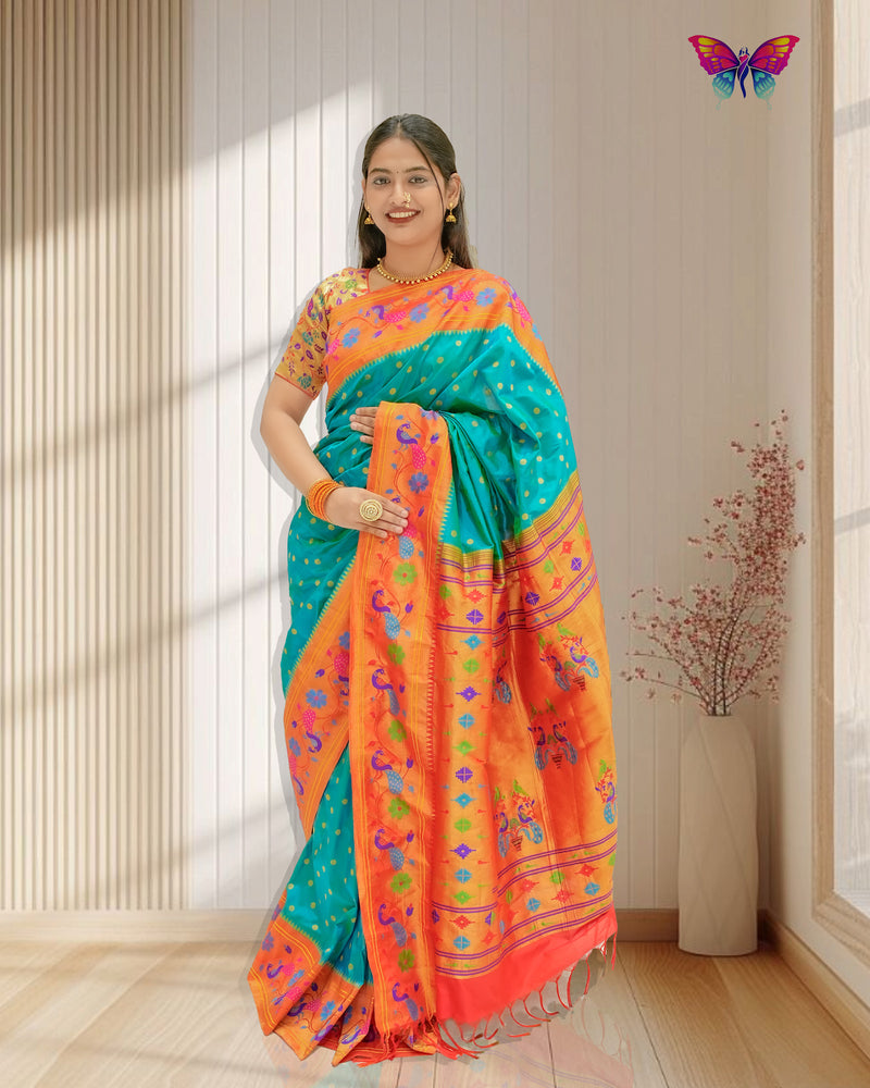 Traditional More Border Paithani