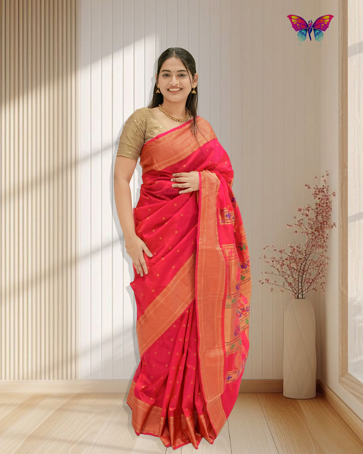 Elegant Traditional Semi Silk Paithani