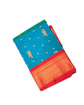 Copper Mor Butti Semi Silk Paithani