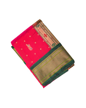 Copper Mor Butti Semi Silk Paithani