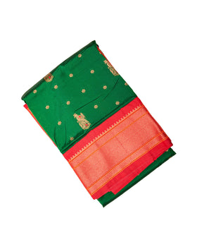 Copper Mor Butti Semi Silk Paithani