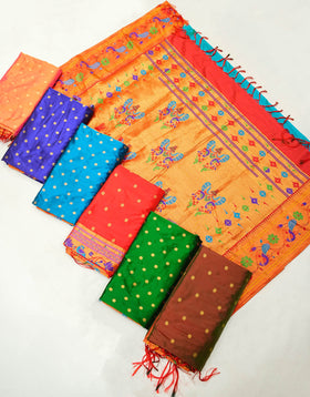 Traditional More Border Paithani